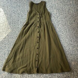 Madewell Linen Gauze Button Midi Dress